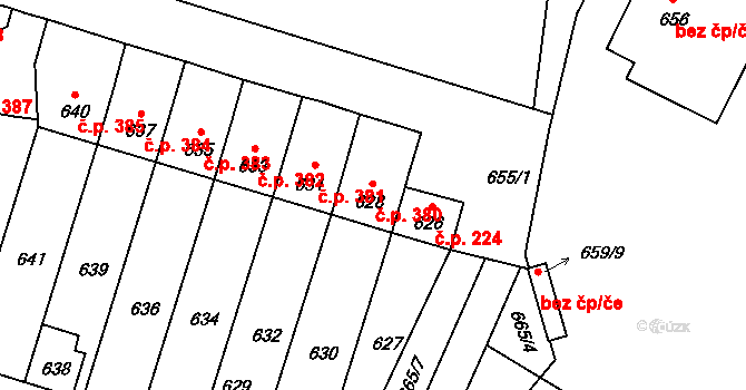 Veselí nad Lužnicí I 380, Veselí nad Lužnicí na parcele st. 628 v KÚ Veselí nad Lužnicí, Katastrální mapa