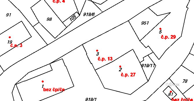 Slavíkovice 13, Černíkov na parcele st. 3 v KÚ Slavíkovice, Katastrální mapa