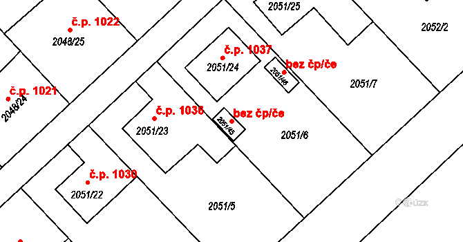 Hlučín 79710069 na parcele st. 2051/45 v KÚ Hlučín, Katastrální mapa