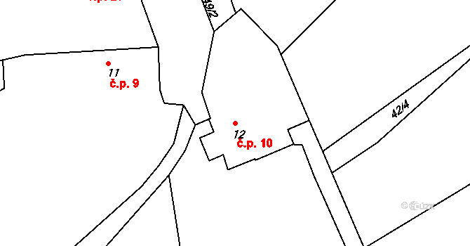 Horní Nerestce 10, Nerestce na parcele st. 12 v KÚ Horní Nerestce, Katastrální mapa