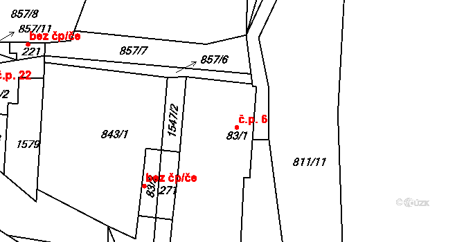 Chrast 6, Dolní Krupá na parcele st. 83/1 v KÚ Dolní Krupá u Havlíčkova Brodu, Katastrální mapa