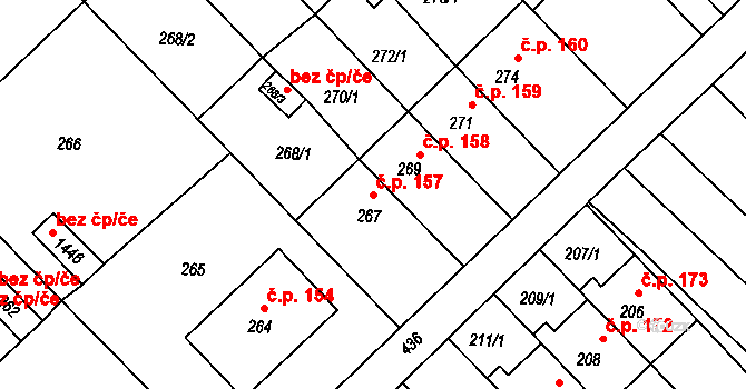 Bedihošť 157 na parcele st. 267 v KÚ Bedihošť, Katastrální mapa