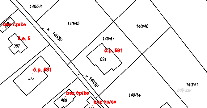 Horní Datyně 591, Vratimov na parcele st. 631 v KÚ Horní Datyně, Katastrální mapa