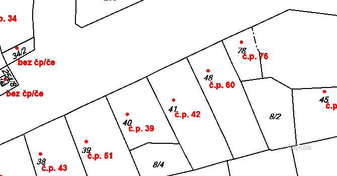 Předhradí 42, Pňov-Předhradí na parcele st. 41 v KÚ Předhradí, Katastrální mapa