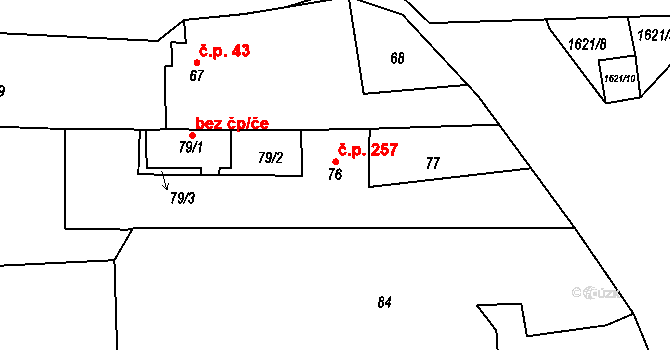 Viničné Šumice 257 na parcele st. 76 v KÚ Viničné Šumice, Katastrální mapa