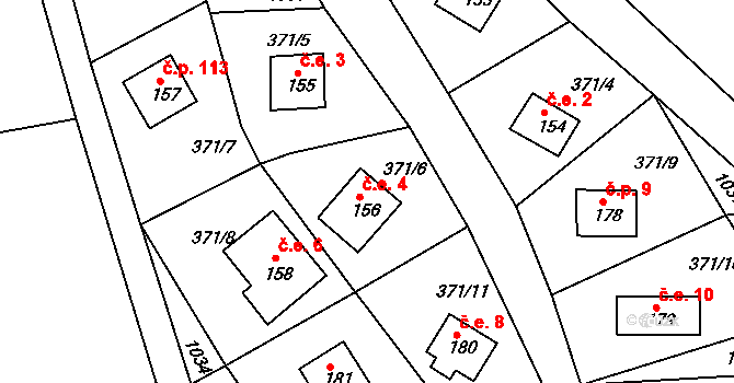 Lechotice 4 na parcele st. 156 v KÚ Lechotice, Katastrální mapa