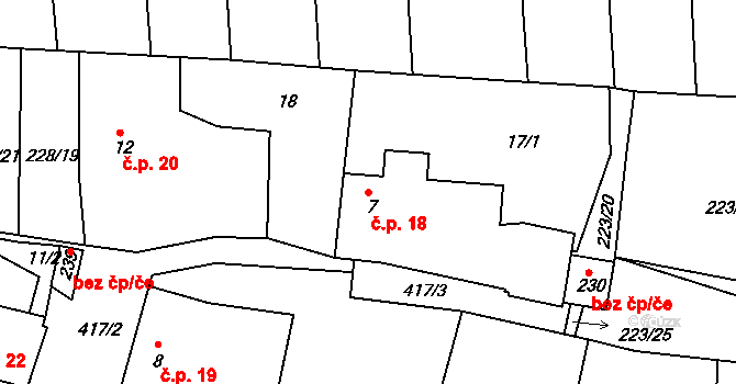 Drásov 18 na parcele st. 7 v KÚ Drásov u Příbramě, Katastrální mapa