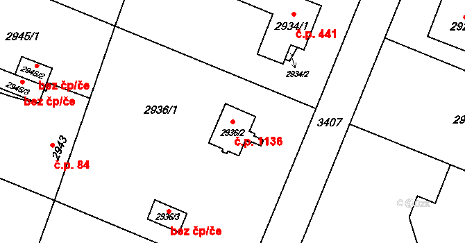 Poruba 1136, Orlová na parcele st. 2936/2 v KÚ Poruba u Orlové, Katastrální mapa