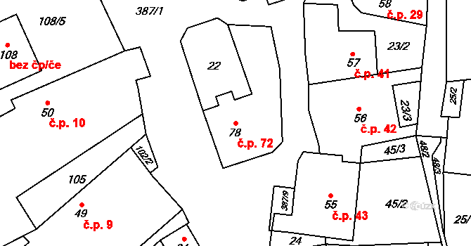 Sedlec 72, Vraclav na parcele st. 78 v KÚ Sedlec u Vraclavi, Katastrální mapa