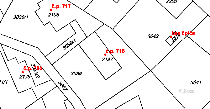 Chrudim IV 718, Chrudim na parcele st. 2197 v KÚ Chrudim, Katastrální mapa
