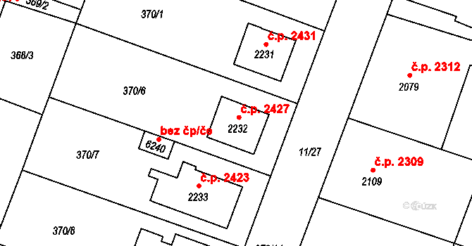 Břeclav 2427 na parcele st. 2232 v KÚ Břeclav, Katastrální mapa