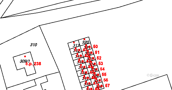 Běhánky 51, Dubí na parcele st. 321 v KÚ Běhánky, Katastrální mapa