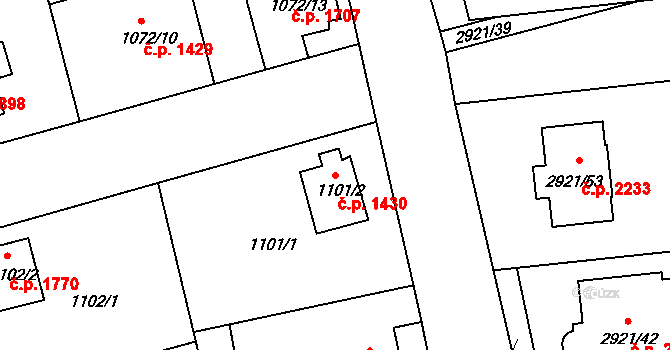 Turnov 1430 na parcele st. 1101/2 v KÚ Turnov, Katastrální mapa