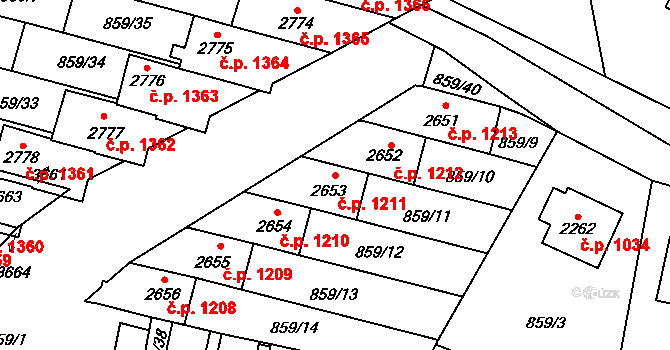Vrchlabí 1211 na parcele st. 2653 v KÚ Vrchlabí, Katastrální mapa