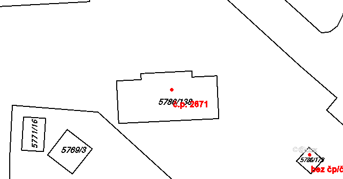 Česká Lípa 2671 na parcele st. 5786/138 v KÚ Česká Lípa, Katastrální mapa