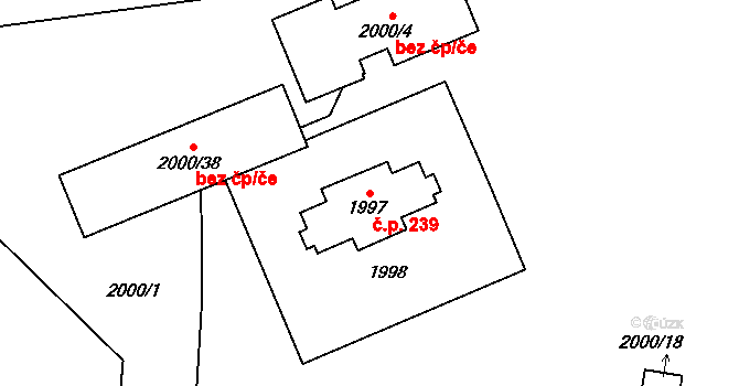 Bolevec 239, Plzeň na parcele st. 1997 v KÚ Bolevec, Katastrální mapa
