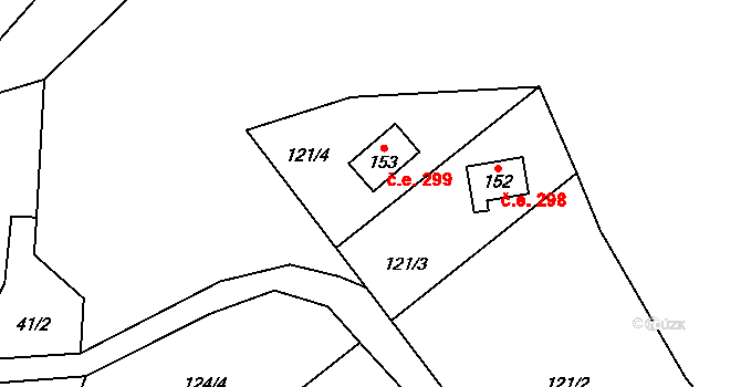 Klenové 299, Velké Popovice na parcele st. 153 v KÚ Mokřany u Velkých Popovic, Katastrální mapa