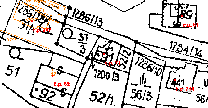 Opatovec 71 na parcele st. 91 v KÚ Opatovec, Katastrální mapa