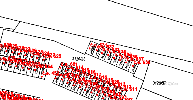 Bystřice nad Pernštejnem 632 na parcele st. 3129/51 v KÚ Bystřice nad Pernštejnem, Katastrální mapa