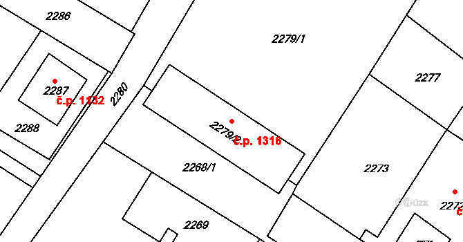 Rýmařov 1316 na parcele st. 2279/2 v KÚ Rýmařov, Katastrální mapa