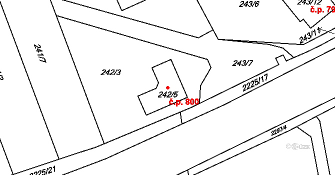 Velká Bystřice 800 na parcele st. 242/5 v KÚ Velká Bystřice, Katastrální mapa