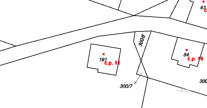 Hubálov 11, Loukovec na parcele st. 191 v KÚ Loukovec, Katastrální mapa