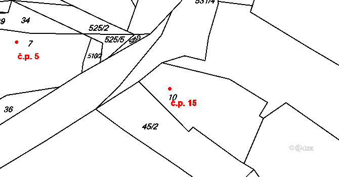 Dunávice 15, Netvořice na parcele st. 10 v KÚ Dunávice, Katastrální mapa