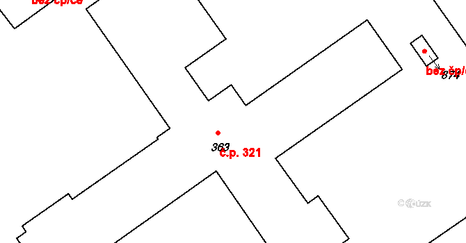 Křižanov 321 na parcele st. 363 v KÚ Křižanov, Katastrální mapa