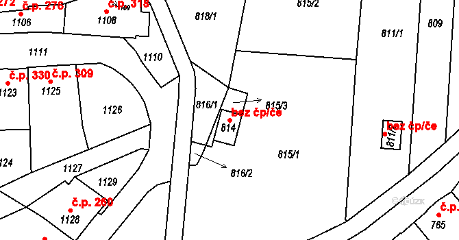 Klášterec nad Ohří 39118070 na parcele st. 814 v KÚ Miřetice u Klášterce nad Ohří, Katastrální mapa
