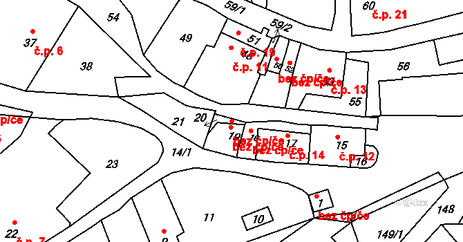 Lomnice 39813070 na parcele st. 20 v KÚ Brusná, Katastrální mapa
