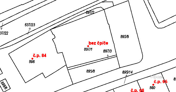 Rousínov 42954070 na parcele st. 897/1 v KÚ Rousínov u Vyškova, Katastrální mapa