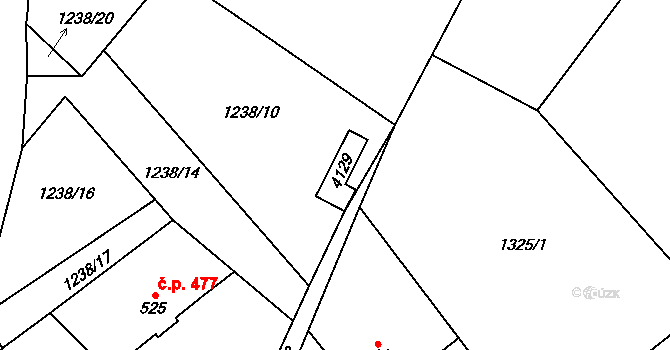 Hranice 44632070 na parcele st. 4129 v KÚ Hranice u Aše, Katastrální mapa