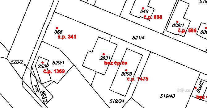 Neratovice 45413070 na parcele st. 2831 v KÚ Neratovice, Katastrální mapa