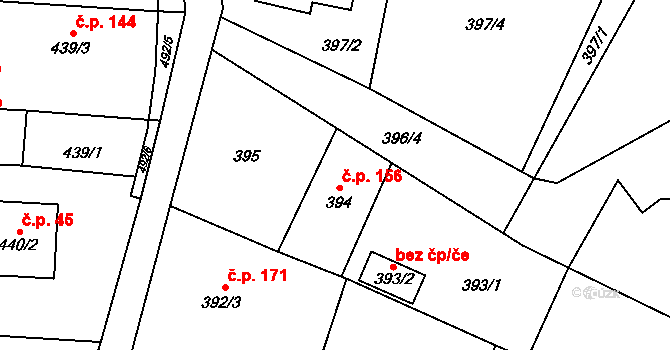 Bobrovníky 156, Hlučín na parcele st. 394 v KÚ Bobrovníky, Katastrální mapa