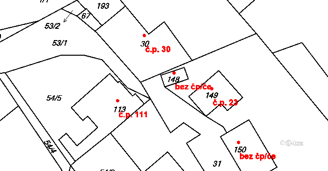 Cerhenice 47328070 na parcele st. 148 v KÚ Cerhýnky, Katastrální mapa