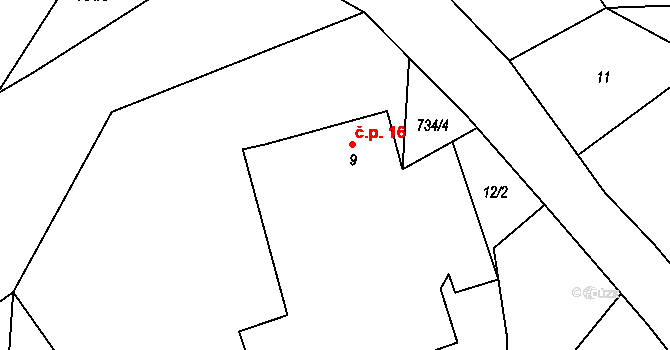Kovářov 16, Bojanov na parcele st. 9 v KÚ Kovářov u Seče, Katastrální mapa