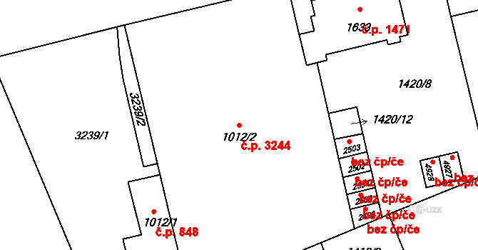 Šumperk 3244 na parcele st. 1012/2 v KÚ Šumperk, Katastrální mapa