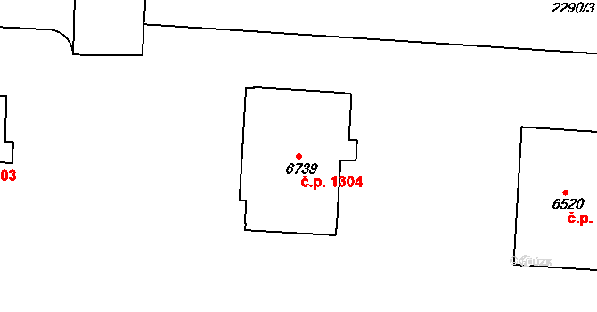 Zelené Předměstí 1304, Pardubice na parcele st. 6739 v KÚ Pardubice, Katastrální mapa