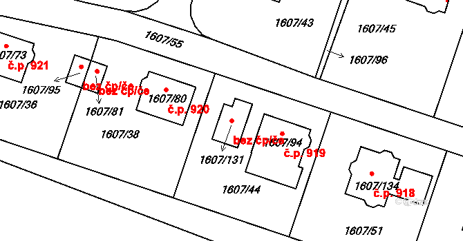 Kosmonosy 88946070 na parcele st. 1607/131 v KÚ Kosmonosy, Katastrální mapa