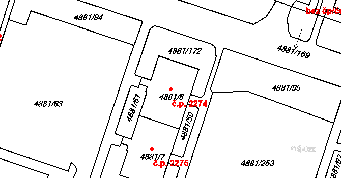 Louny 2274 na parcele st. 4881/6 v KÚ Louny, Katastrální mapa
