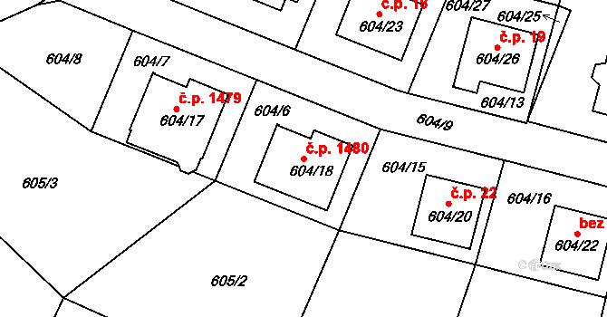 Rychnov nad Kněžnou 1480 na parcele st. 604/18 v KÚ Rychnov nad Kněžnou, Katastrální mapa