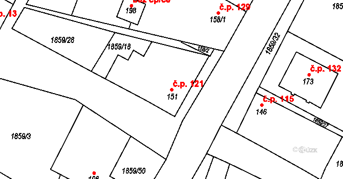 Pornice 121, Pačlavice na parcele st. 151 v KÚ Pornice, Katastrální mapa