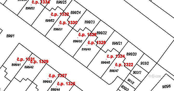Svatobořice 1326, Svatobořice-Mistřín na parcele st. 896/49 v KÚ Svatobořice, Katastrální mapa