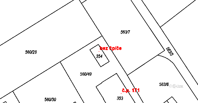 Kladruby 119855071 na parcele st. 354 v KÚ Kladruby u Teplic, Katastrální mapa