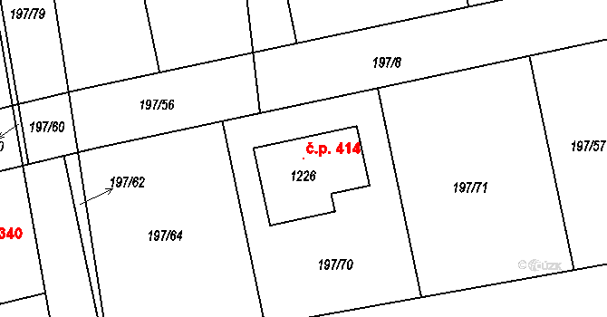 Humny 414, Pchery na parcele st. 1226 v KÚ Pchery, Katastrální mapa