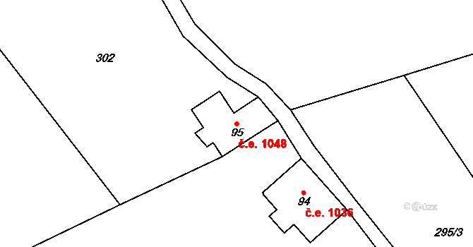 Rejdice 1048, Kořenov na parcele st. 95 v KÚ Rejdice, Katastrální mapa