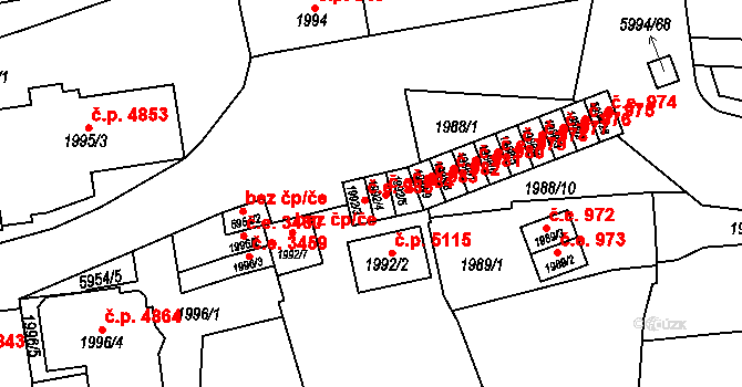Jihlava 984 na parcele st. 1992/4 v KÚ Jihlava, Katastrální mapa