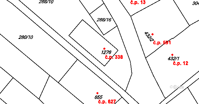 Čejkovice 338 na parcele st. 1276 v KÚ Čejkovice, Katastrální mapa