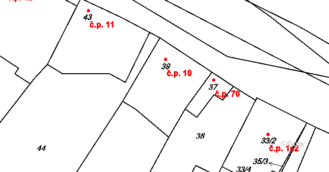 Lhota 10, Vyškov na parcele st. 39 v KÚ Lhota, Katastrální mapa