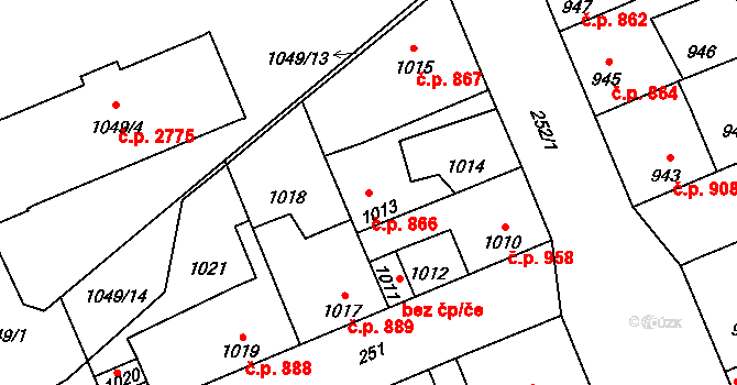 Kročehlavy 866, Kladno na parcele st. 1013 v KÚ Kročehlavy, Katastrální mapa
